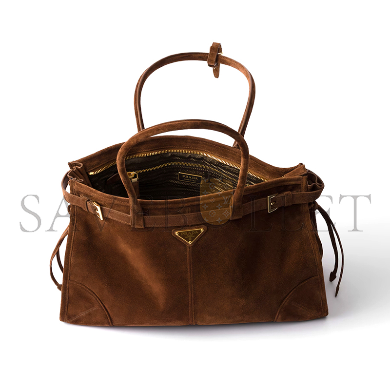 Pra*a bonnie large suede handbag 1ba433 (38*24*12cm)